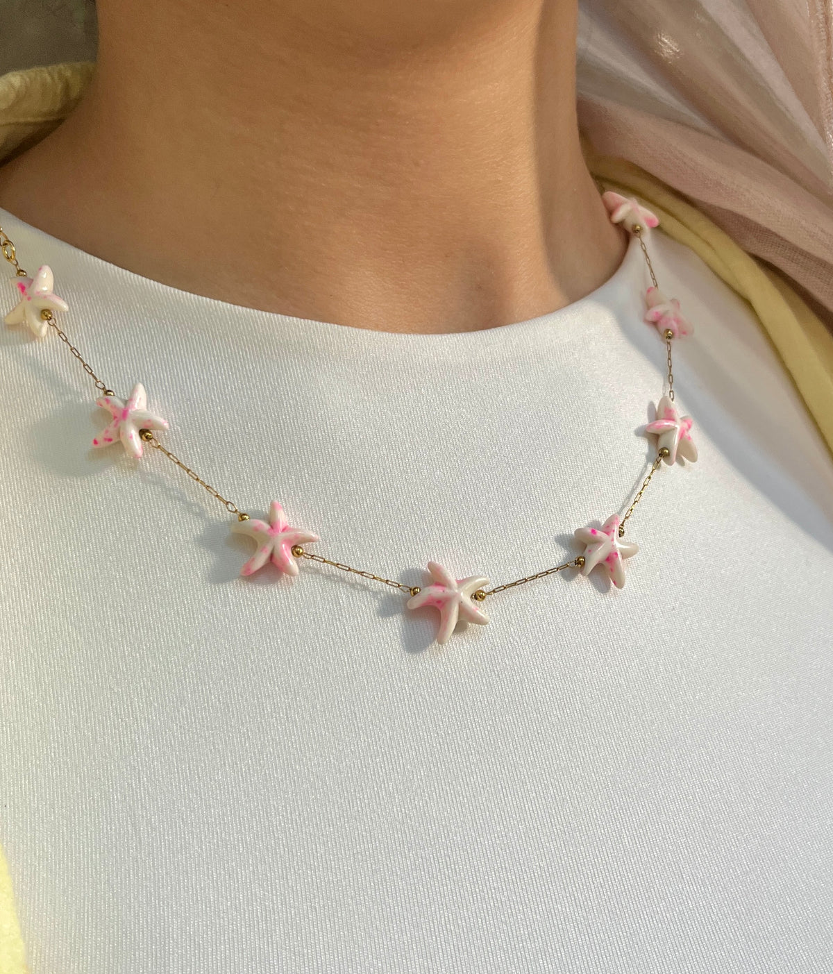 Pink starfish necklace