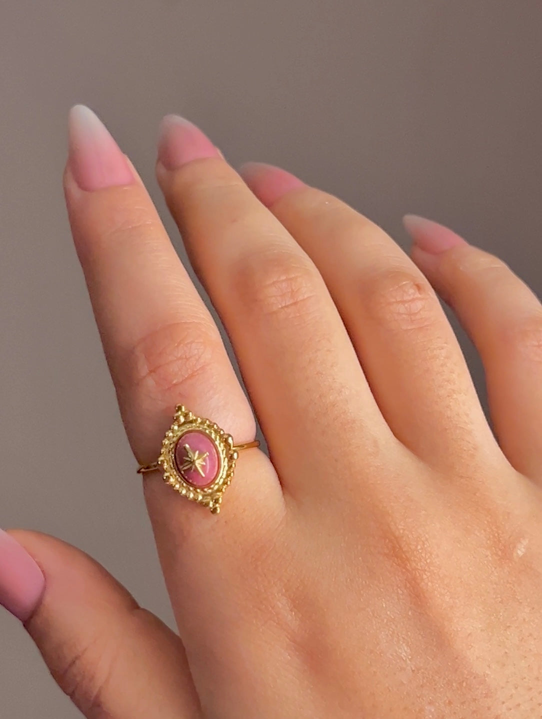 Royal pink stone ring