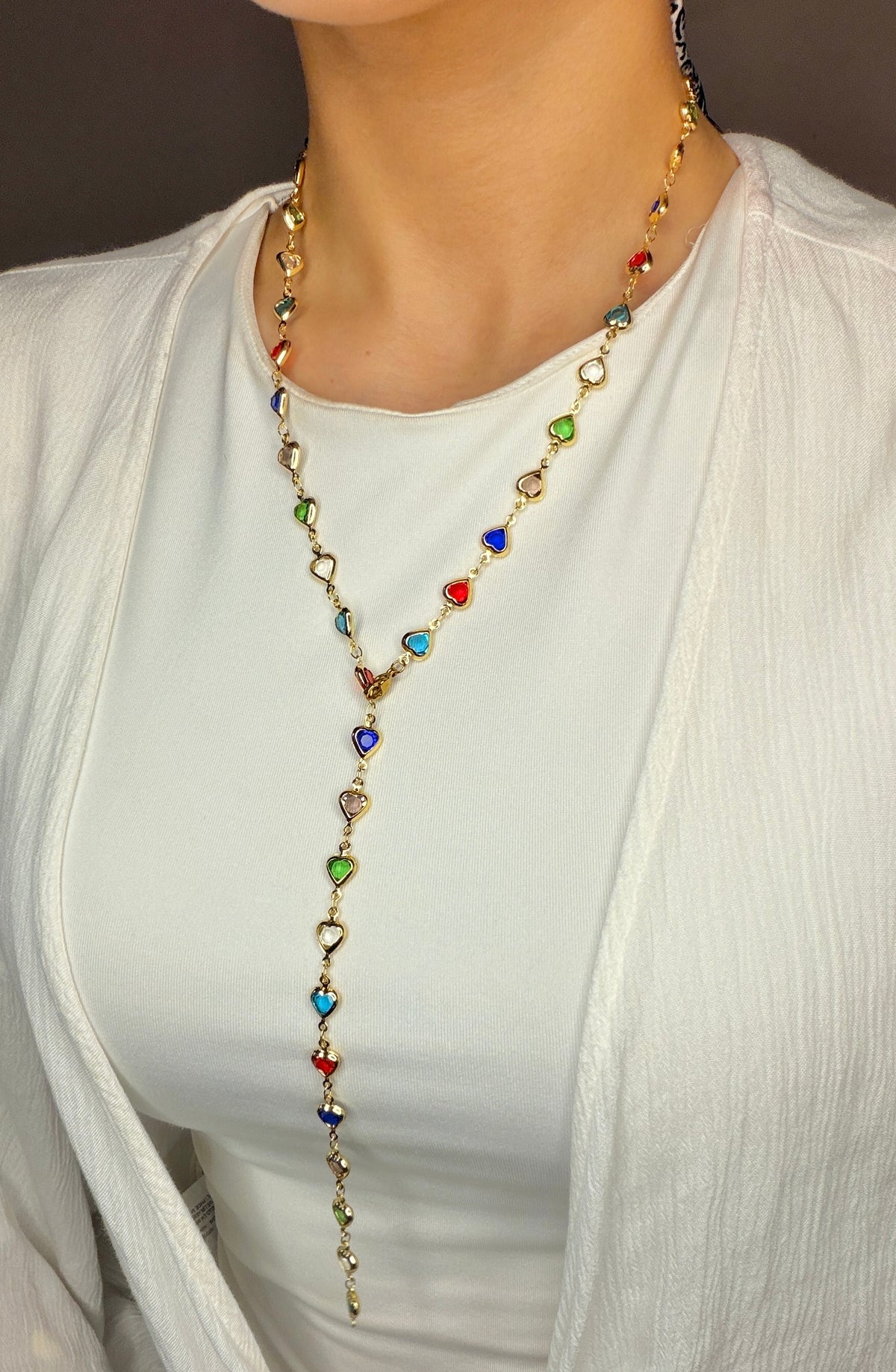 Hearts Colorful Drop Necklace