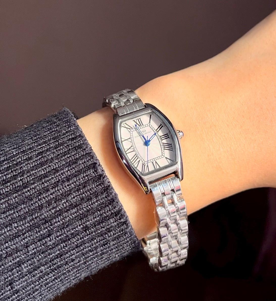 Silver oval IBSO watch