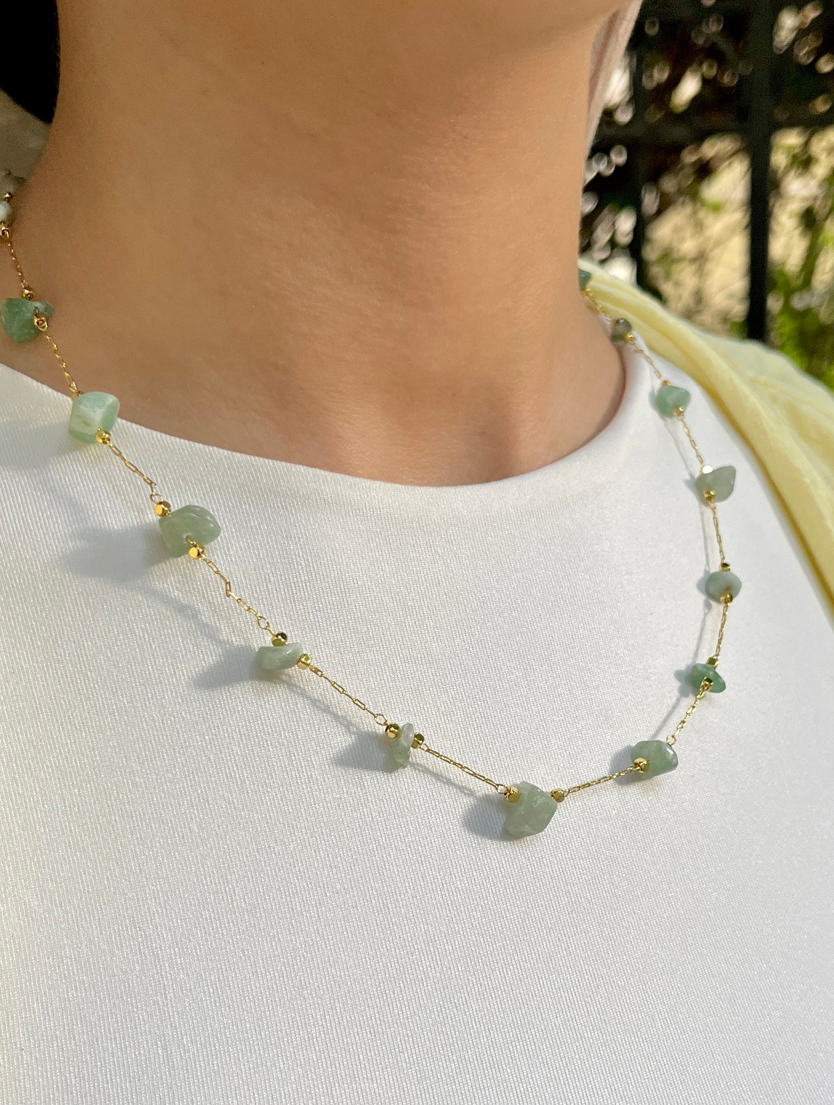 Mint green stones necklace