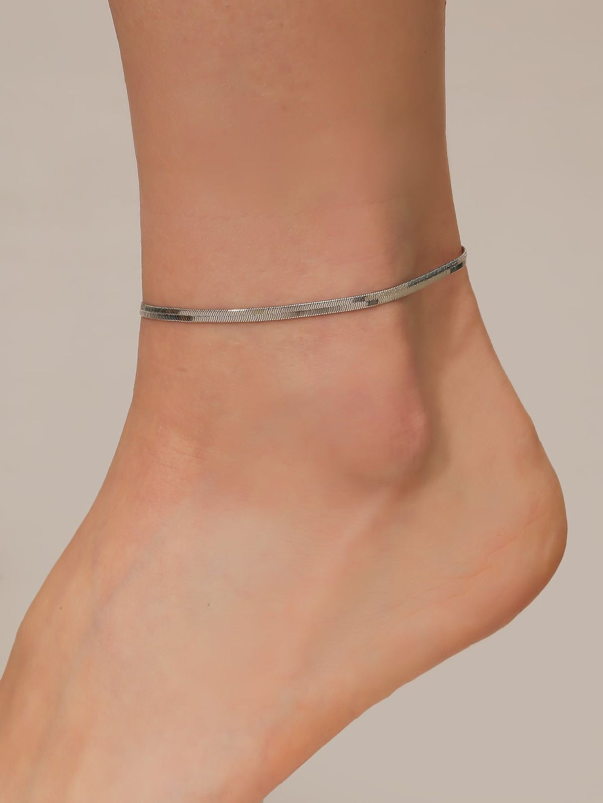 Silver snake chain anklet