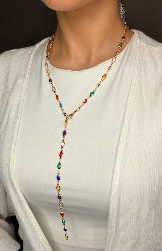 Colorful Oval Drop Necklace