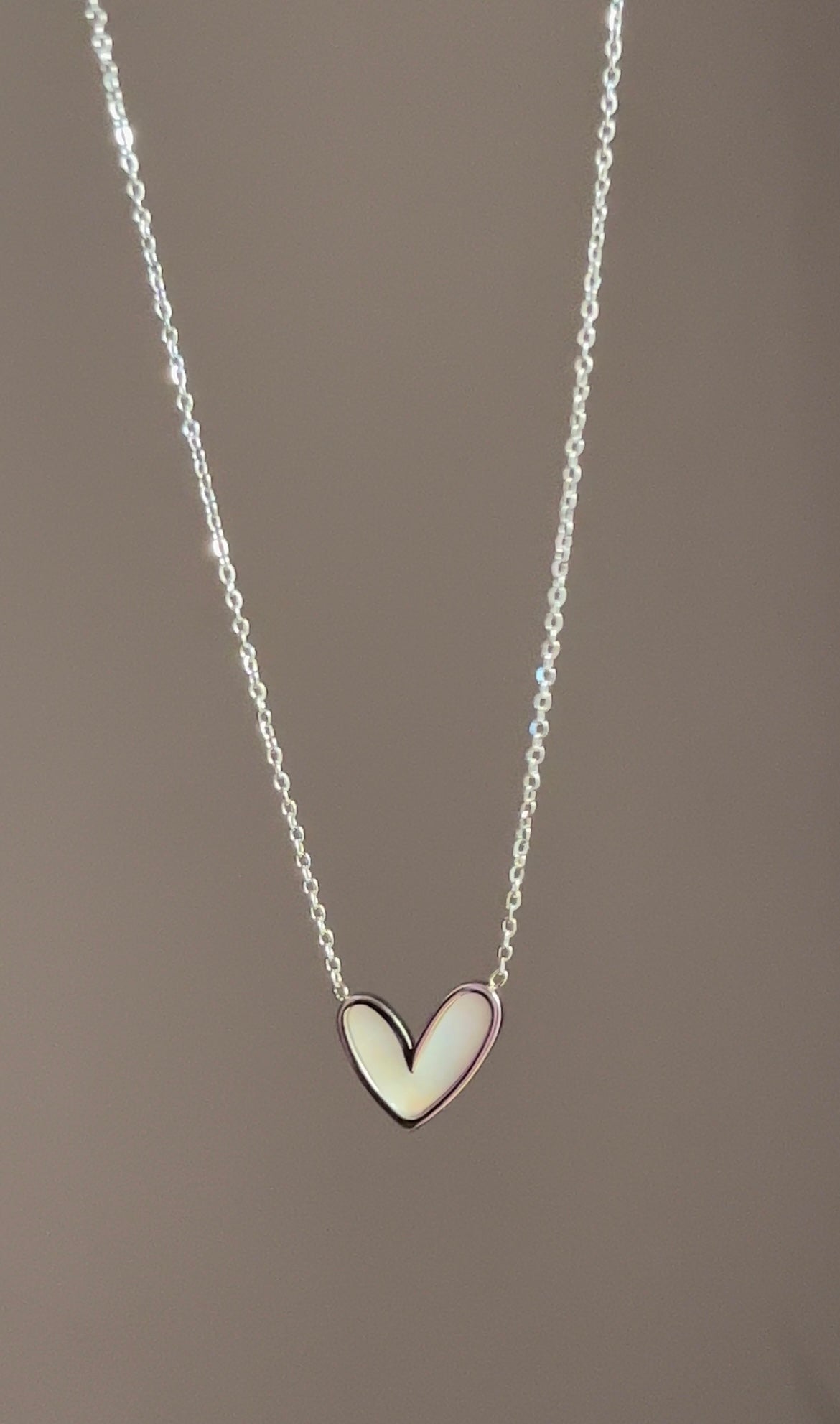 Silver white heart necklace