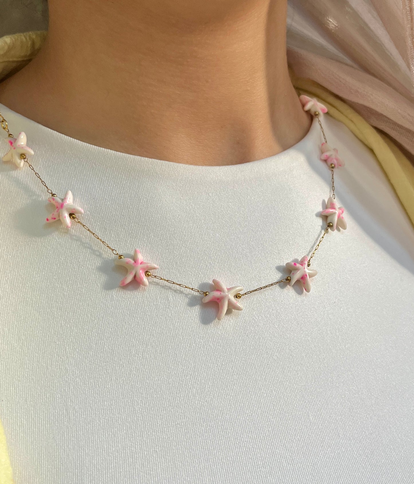Pink starfish necklace
