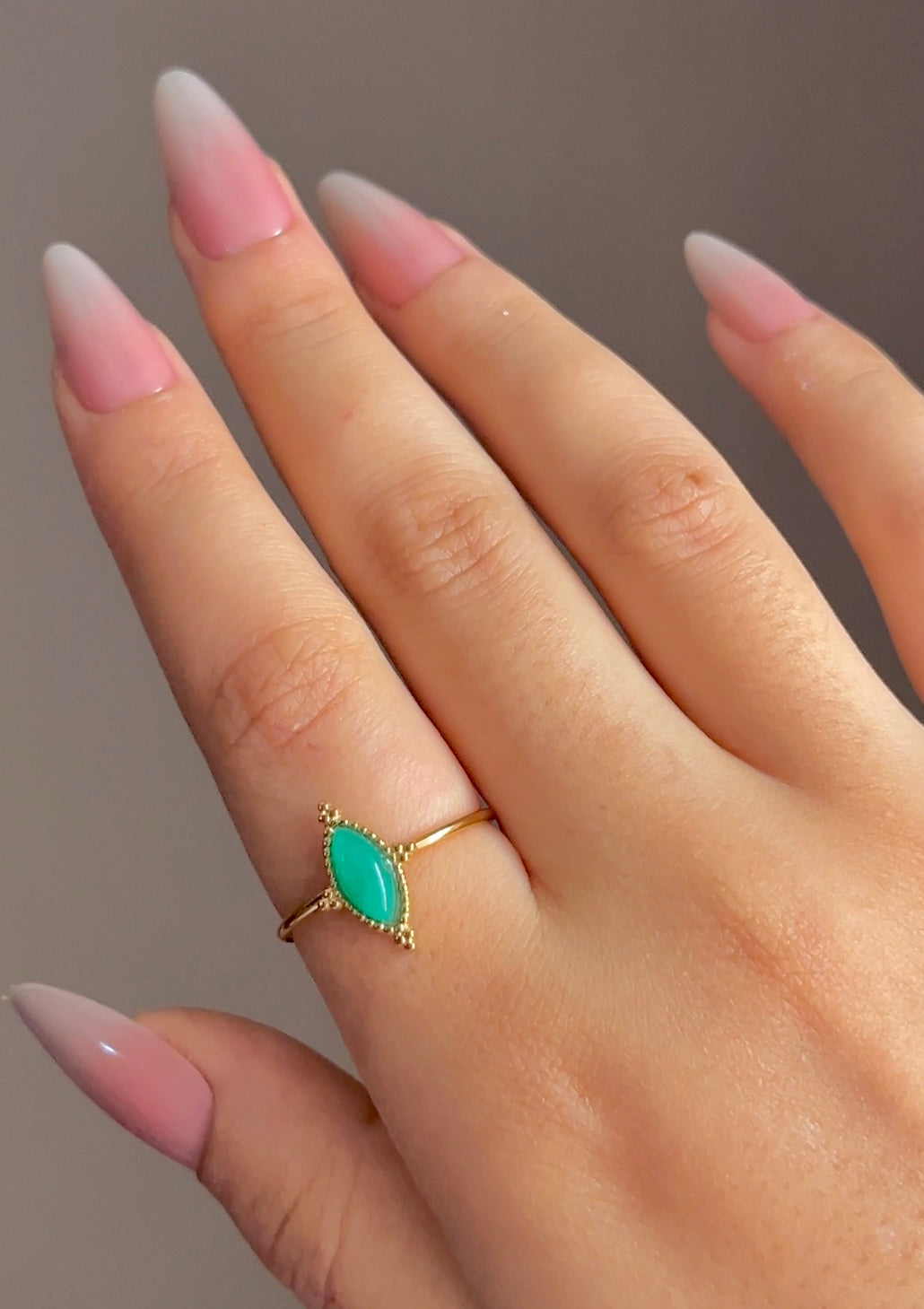 Minimalist green gemstone ring