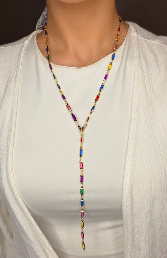 Rectangle Colorful Drop Necklace