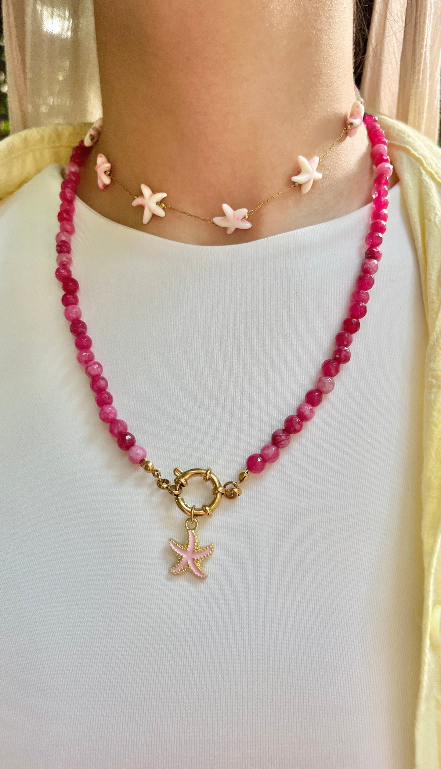 Pink stones necklace