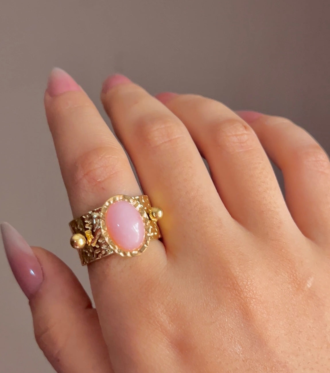 Chunky pink stone ring
